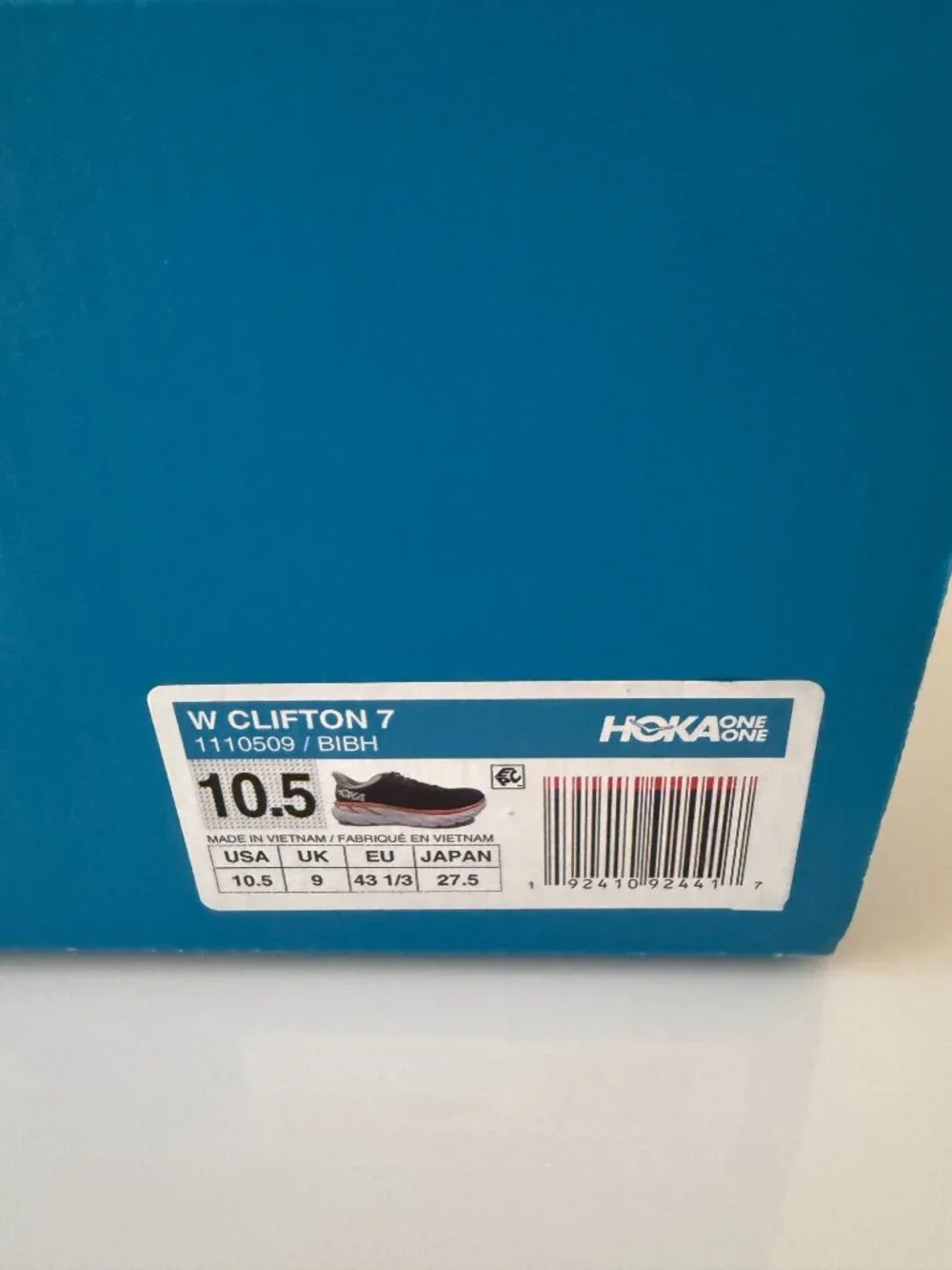 EMPTY HOKA ONE ONE Shoe Box W Clifton 7 Size 10.5 with Inserts & Tissue